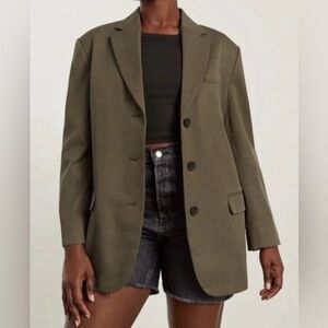 NWT Everlane The ’80s Blazer in Beech olive green size 00 cotton lyocell blend